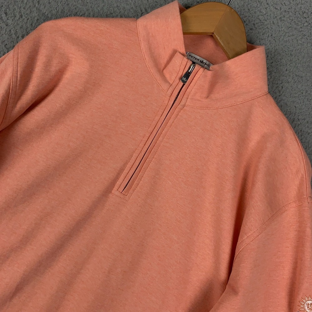 Peter Millar Interlock Sweatshirt Men's XL Orange Zip Pullover Crown Sun Valley
